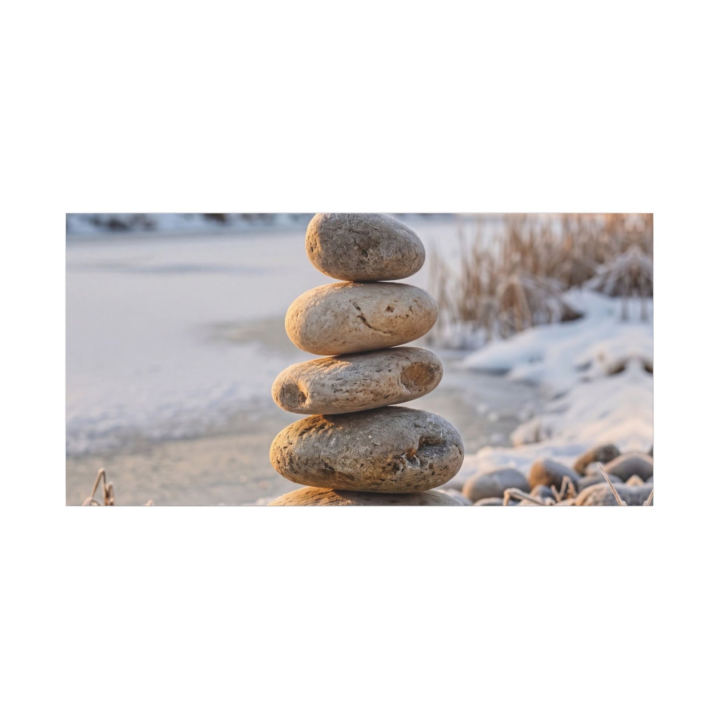 Ma River Stones Canvas Art - Japandi Japanese Pattern