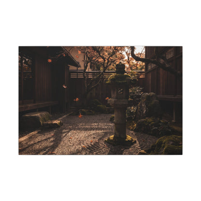 Seijaku Stone Lantern Canvas Art - Dark Japandi Shadow Zen
