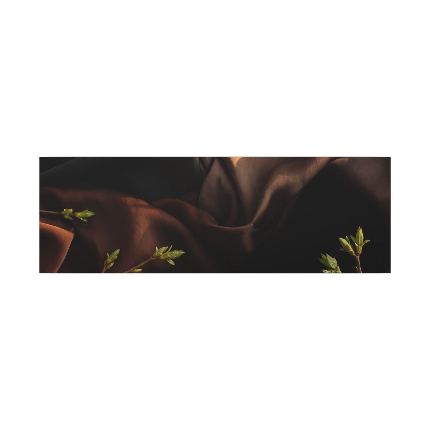 Dark Japandi Silk Drape in Golden Hour | Moody Minimal Canvas Art