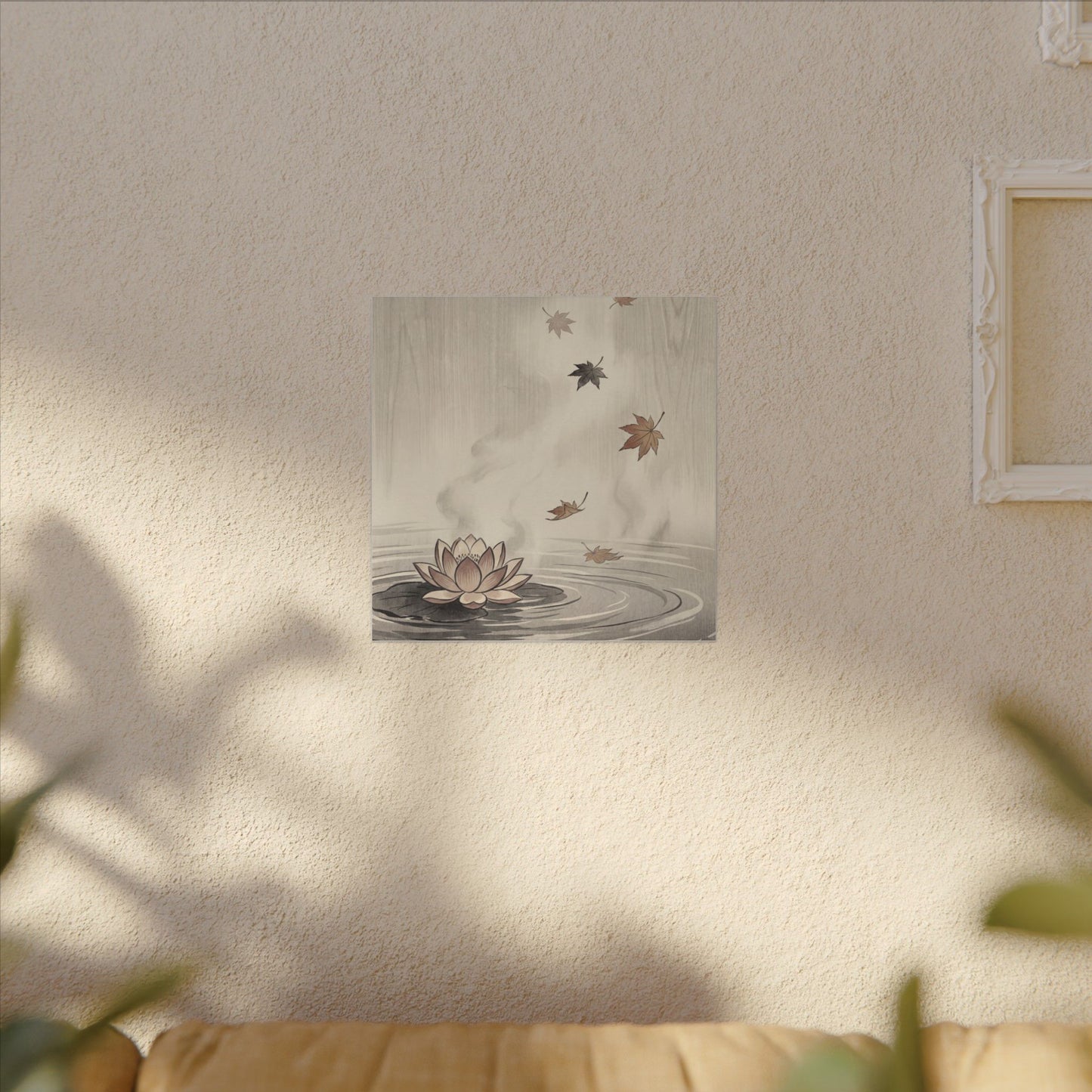 Lotus Flower Canvas Art | Autumn Zen Ukiyo E Inspired Art