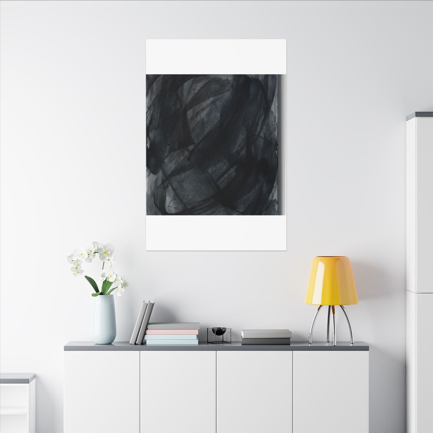 Deep Tones Dark Japandi Charcoal Canvas Art