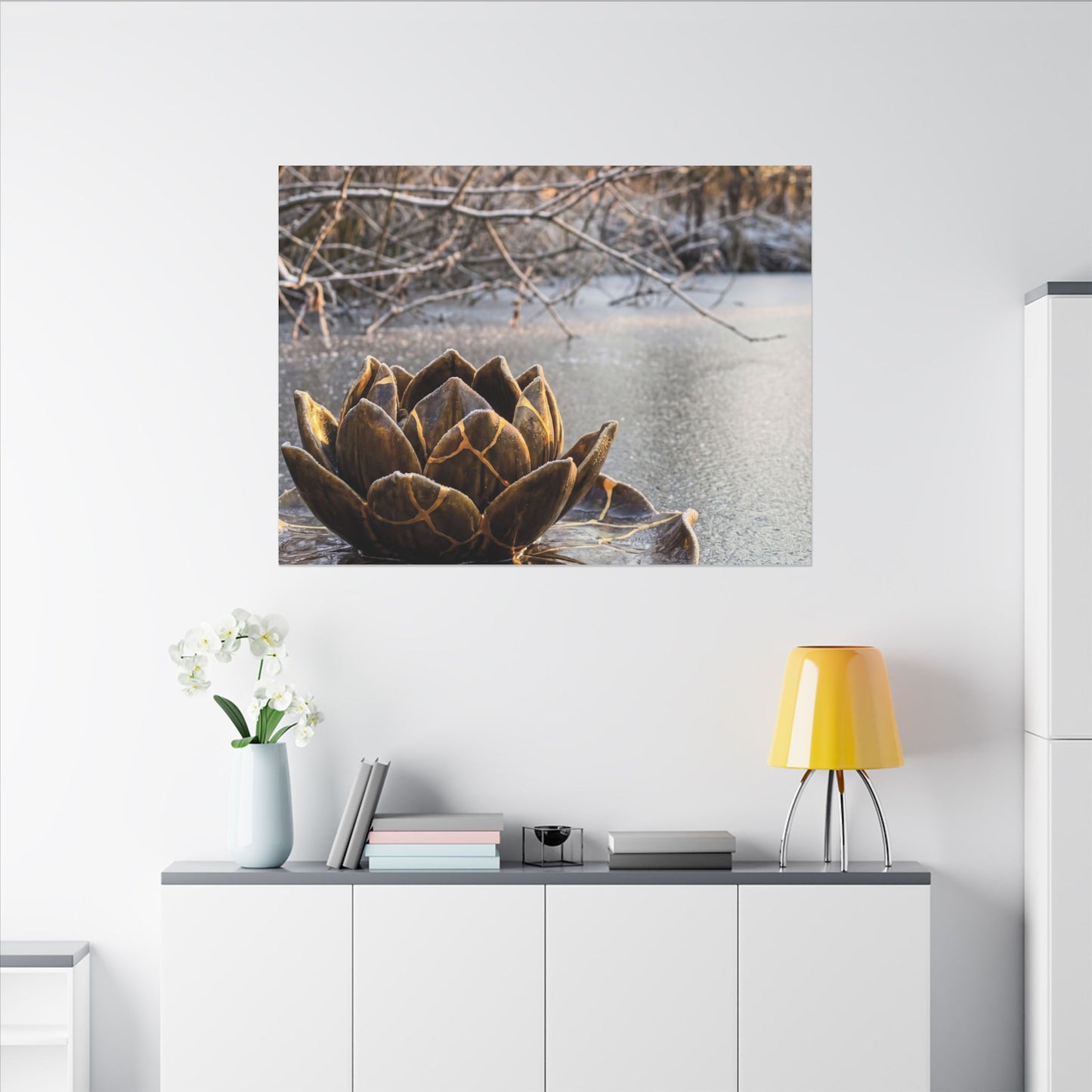 Lotus Flower Gold Repair Canvas Art | Beautiful Kintsugi Art