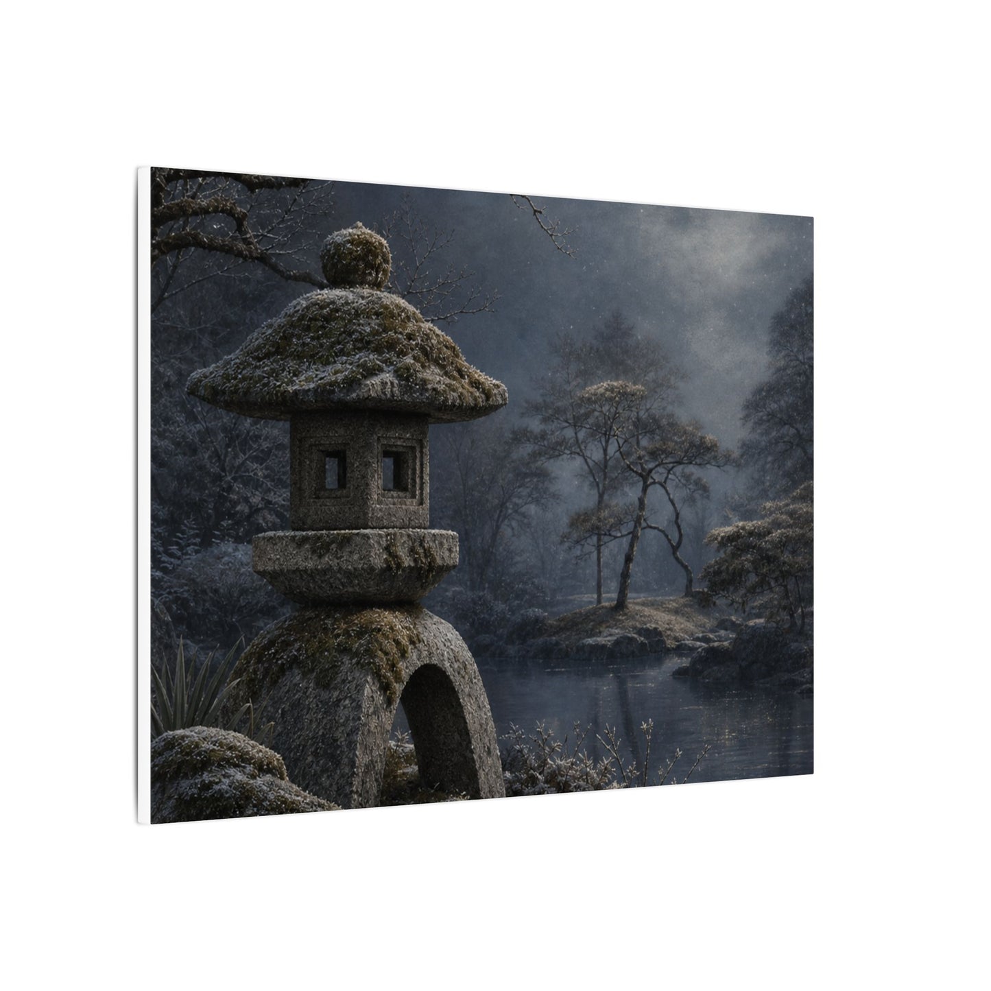 Stone Lantern Canvas Art | Winter Japandi Japanese Pattern Art