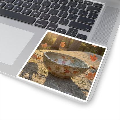 Japandi Ceramic Bowl in Golden Hour | Japanese Pattern Sticker Art Print