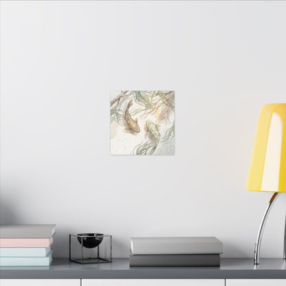 Koi Pond Canvas Art | Winter Japandi Watercolor Art