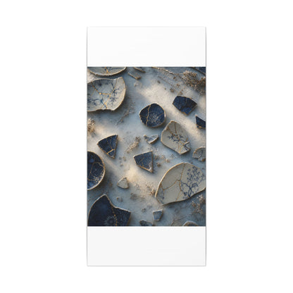 Broken Pottery Canvas Art | Winter Kintsugi Gold Vein Art