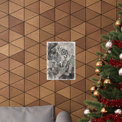 Mono No Aware Fern Unfurling Wall Art Print - Japandi Texture