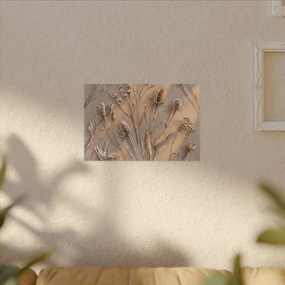 Japandi Dried Flowers in Golden Hour | Watercolor Canvas Art