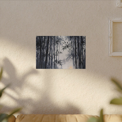 Tranquil Bamboo Grove Canvas Art - Sumi E Zen