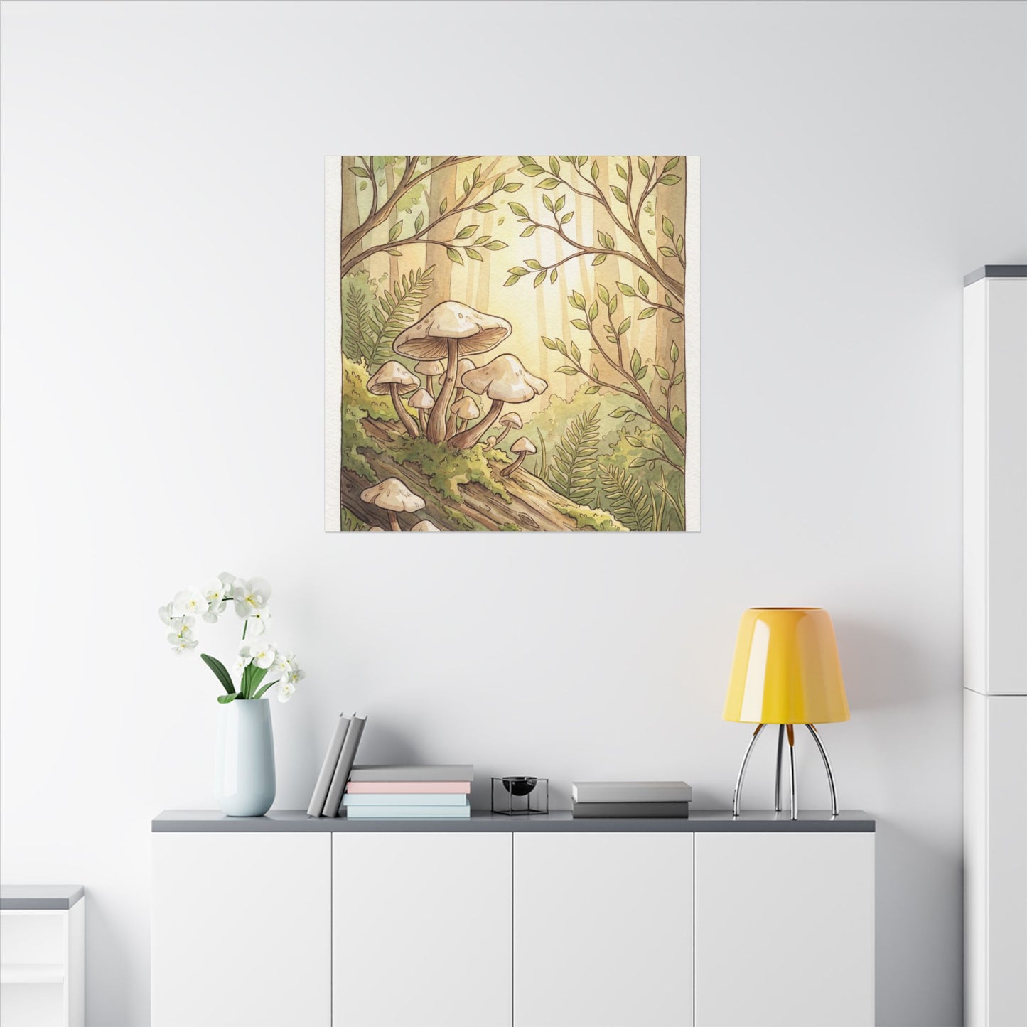 Spring Wild Mushrooms Mushroom Illustration Canvas Art | Cozy Decor