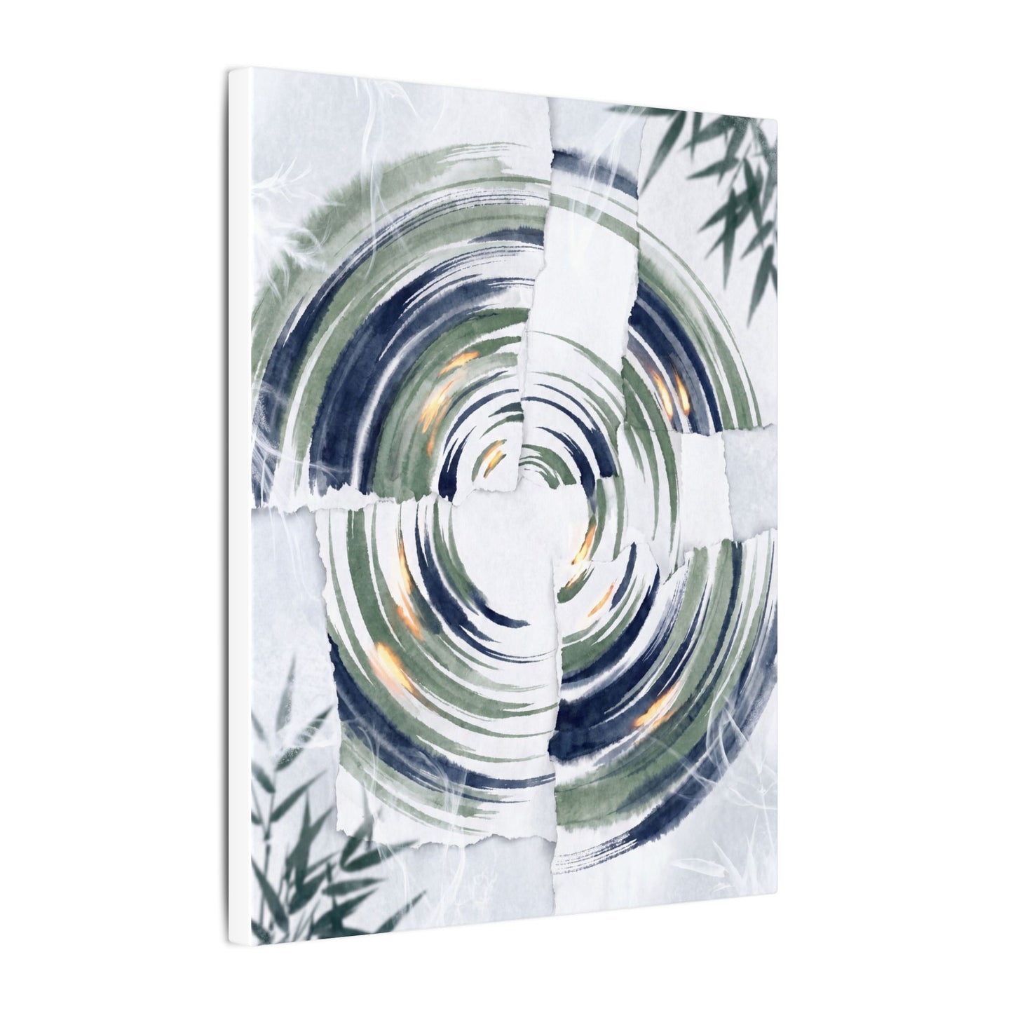 Winter Water Ripple Sumi E Canvas Art | Peaceful Decor