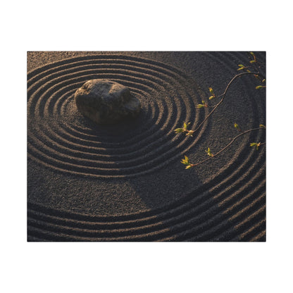 Rock Garden Shadow Zen Canvas Art | Bold Dark Japandi Art Art Print