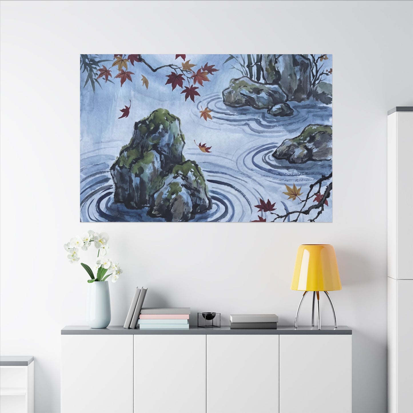 Rock Garden Autumn Canvas Art | Zen Tranquil Design