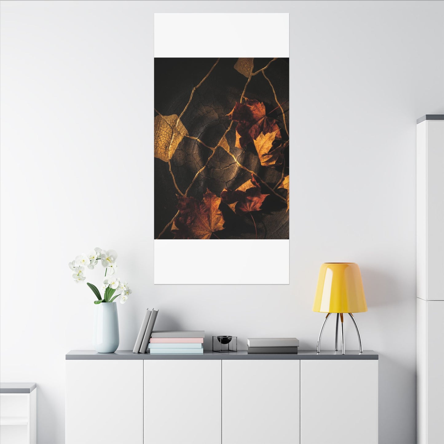 Resilient Shadow Play Canvas Art - Crackle Gold Kintsugi