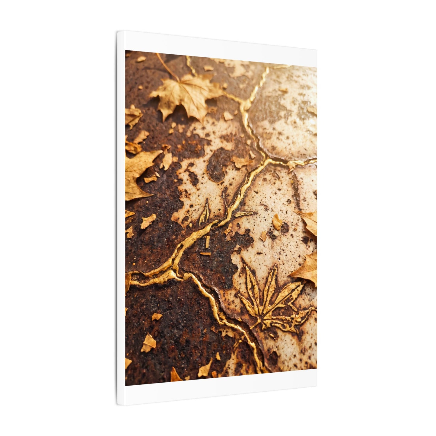 Kintsugi Rust Patina in Golden Hour | Gold Vein Canvas Art
