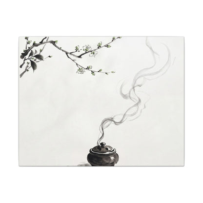 Calm Incense Smoke Canvas Art - Sumi E Zen