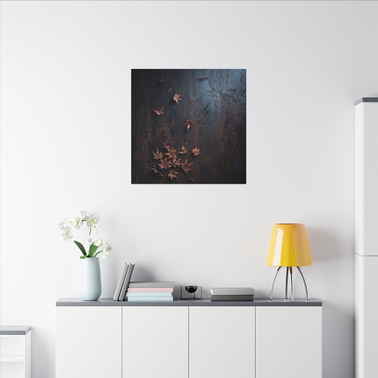 Moonlight Rust Patina Canvas Art - Dark Japandi Mono No Aware