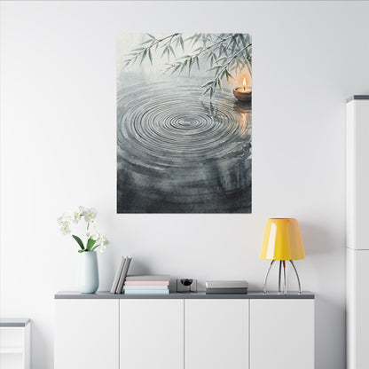 Water Ripple Sumi E Canvas Art | Calm Zen Art