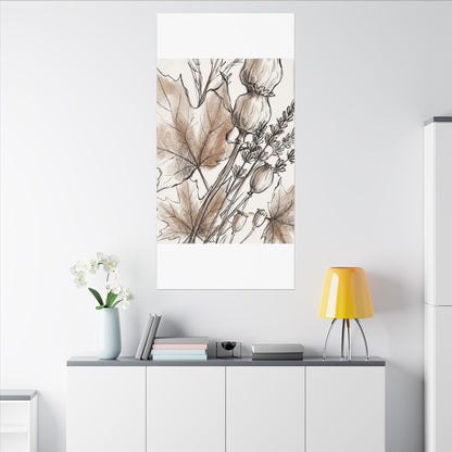 Neutral Dried Flowers Canvas Art - Minimal Line Japandi