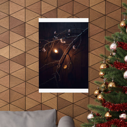 Sophisticated Cherry Blossom Wall Art Print - Moody Minimal Dark Japandi