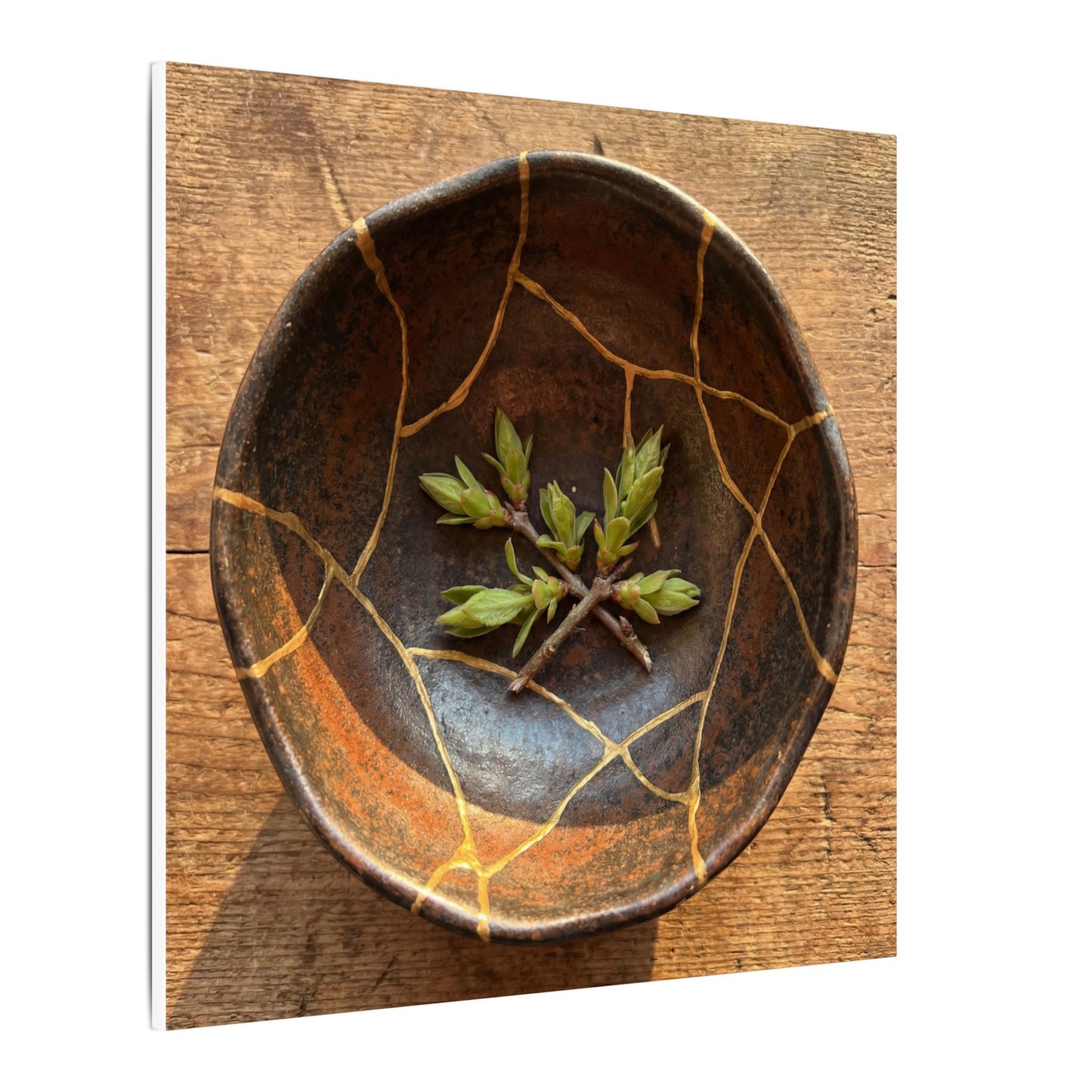 Ceramic Bowl Gold Repair Canvas Art | Resilient Kintsugi Art
