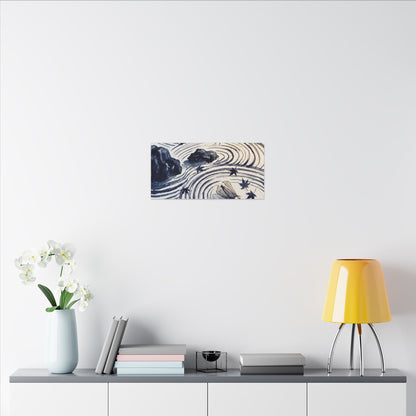 Zen Rock Garden in Golden Hour | Sumi E Canvas Art