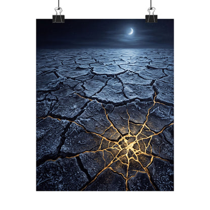 Artful Cracked Earth Wall Art Print - Gold Vein Kintsugi