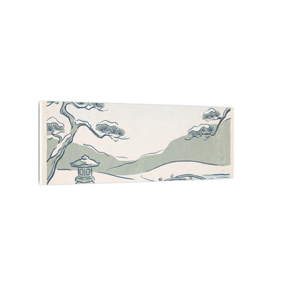 Japandi Moonlit Garden in Moonlight | Minimal Line Canvas Art