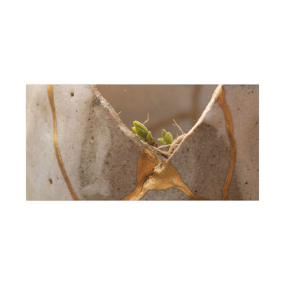 Golden Hour Broken Pottery Canvas Art - Japandi Kanso