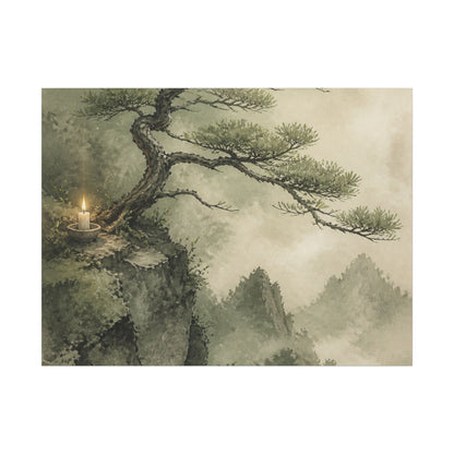 Candlelight Pine Tree Canvas Art - Japandi Kanso
