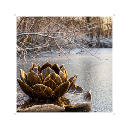 Lotus Flower Gold Repair Sticker | Philosophical Kintsugi Art Art Print