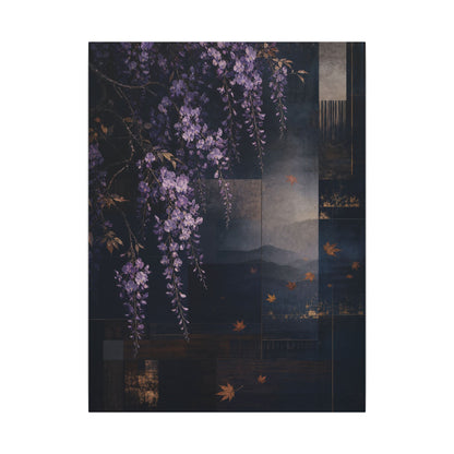 Dawn Wisteria Canvas Art - Dark Japandi Fukinsei