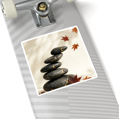 Autumn River Stones Crackle Gold Sticker | Artful Decor