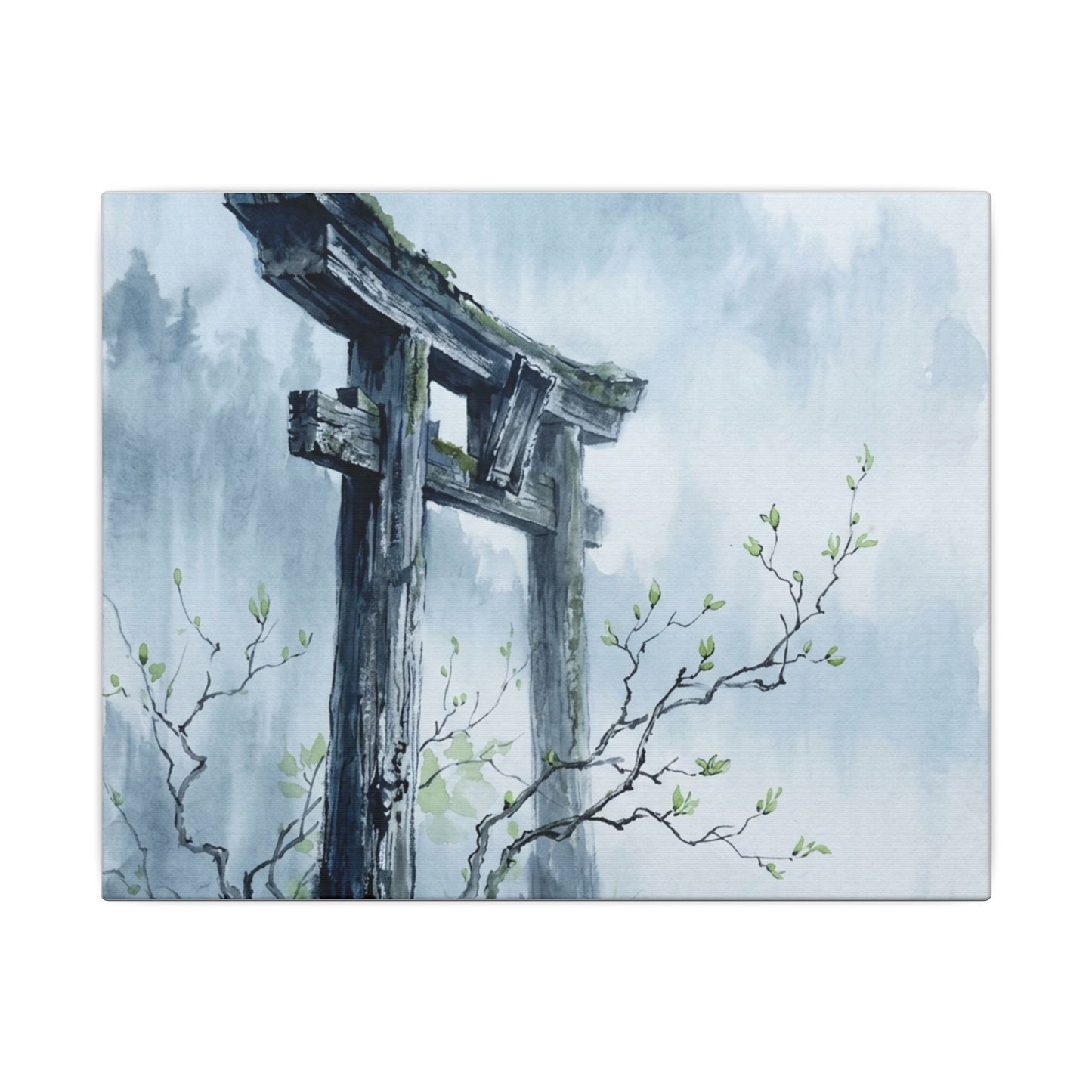Torii Gate Canvas Art | Spring Zen Sumi E Art