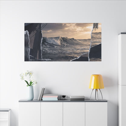 Fukinsei Ocean Wave Canvas Art - Dark Japandi Shadow Zen