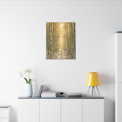 Bamboo Grove Winter Canvas Art | Japandi Elegant Design