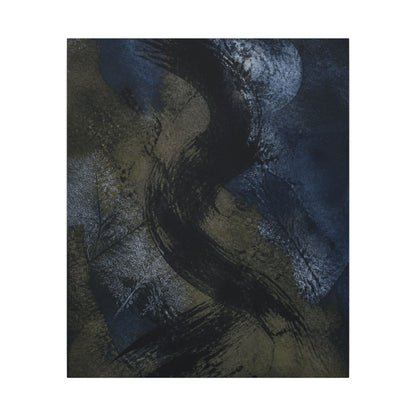 Shibui Ink Brushstroke Canvas Art - Dark Japandi Dark Texture