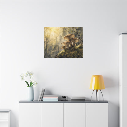 Wild Mushrooms Canvas Art | Spring Japandi Watercolor Art