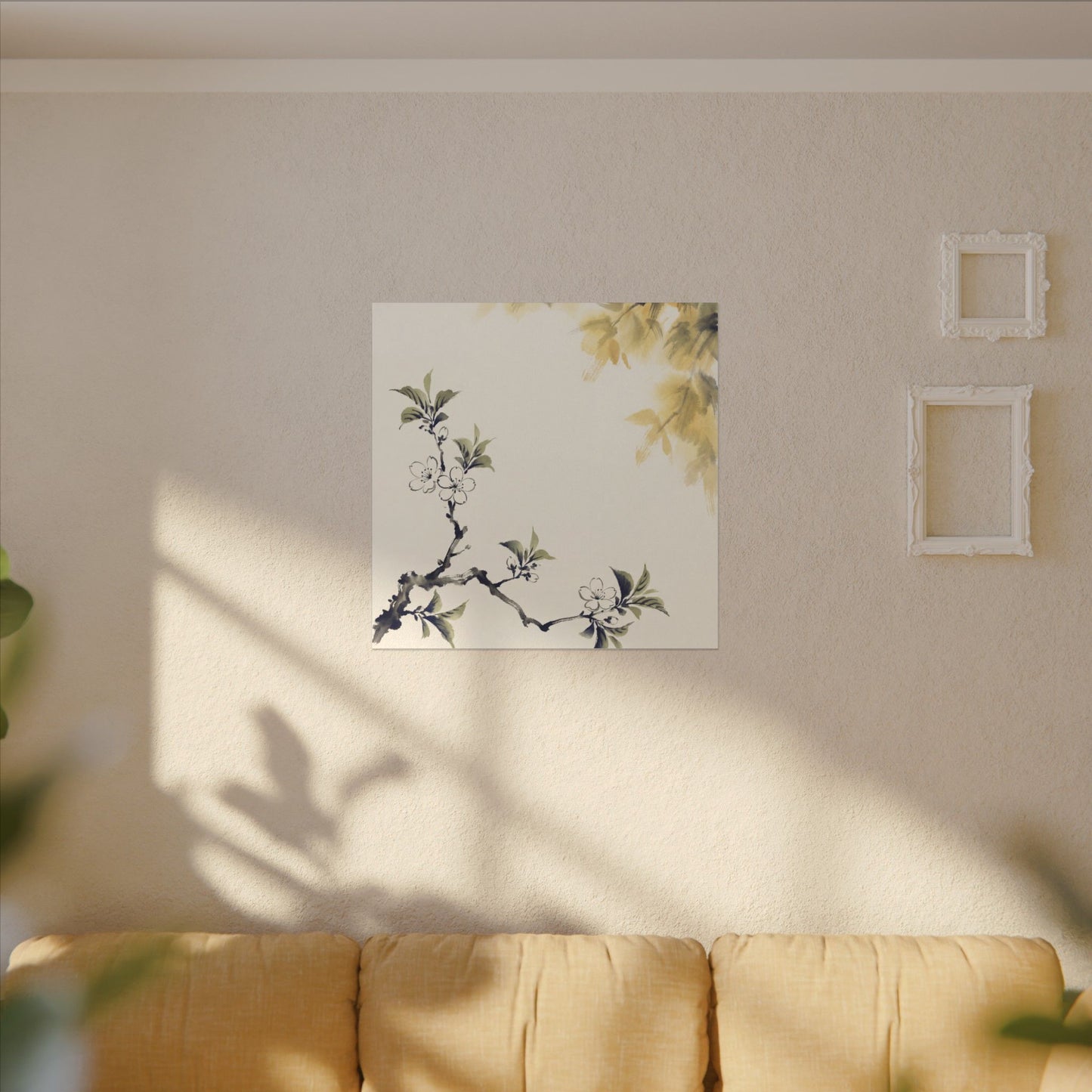 Kanso Cherry Blossom Canvas Art - Zen Sumi E