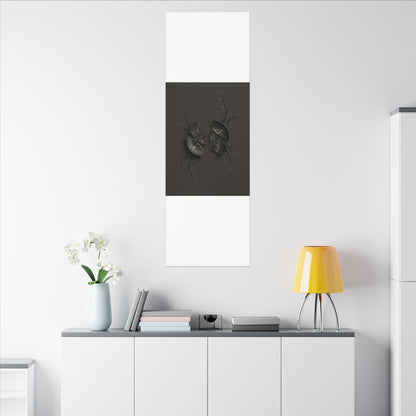 Sophisticated Broken Pottery Canvas Art - Charcoal Ink Dark Japandi