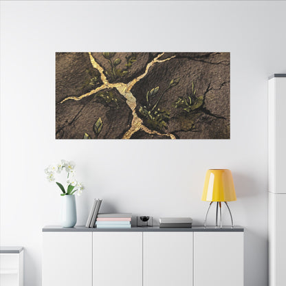 Spring Cracked Earth Charcoal Ink Canvas Art | Luxurious Decor