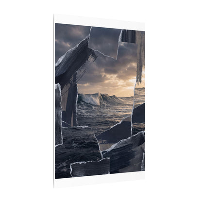 Fukinsei Ocean Wave Canvas Art - Dark Japandi Shadow Zen