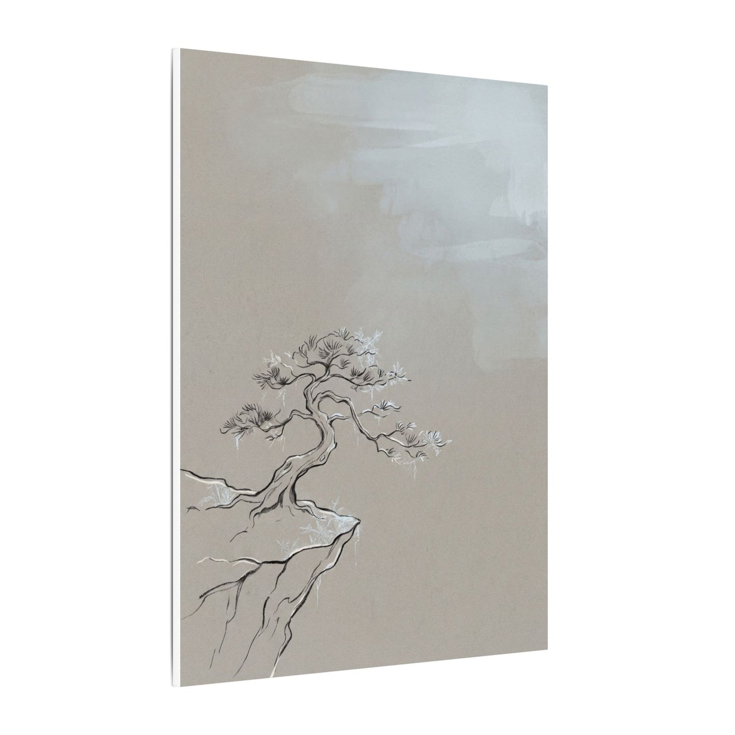 Pine Tree Minimal Line Canvas Art | Warm Japandi Art