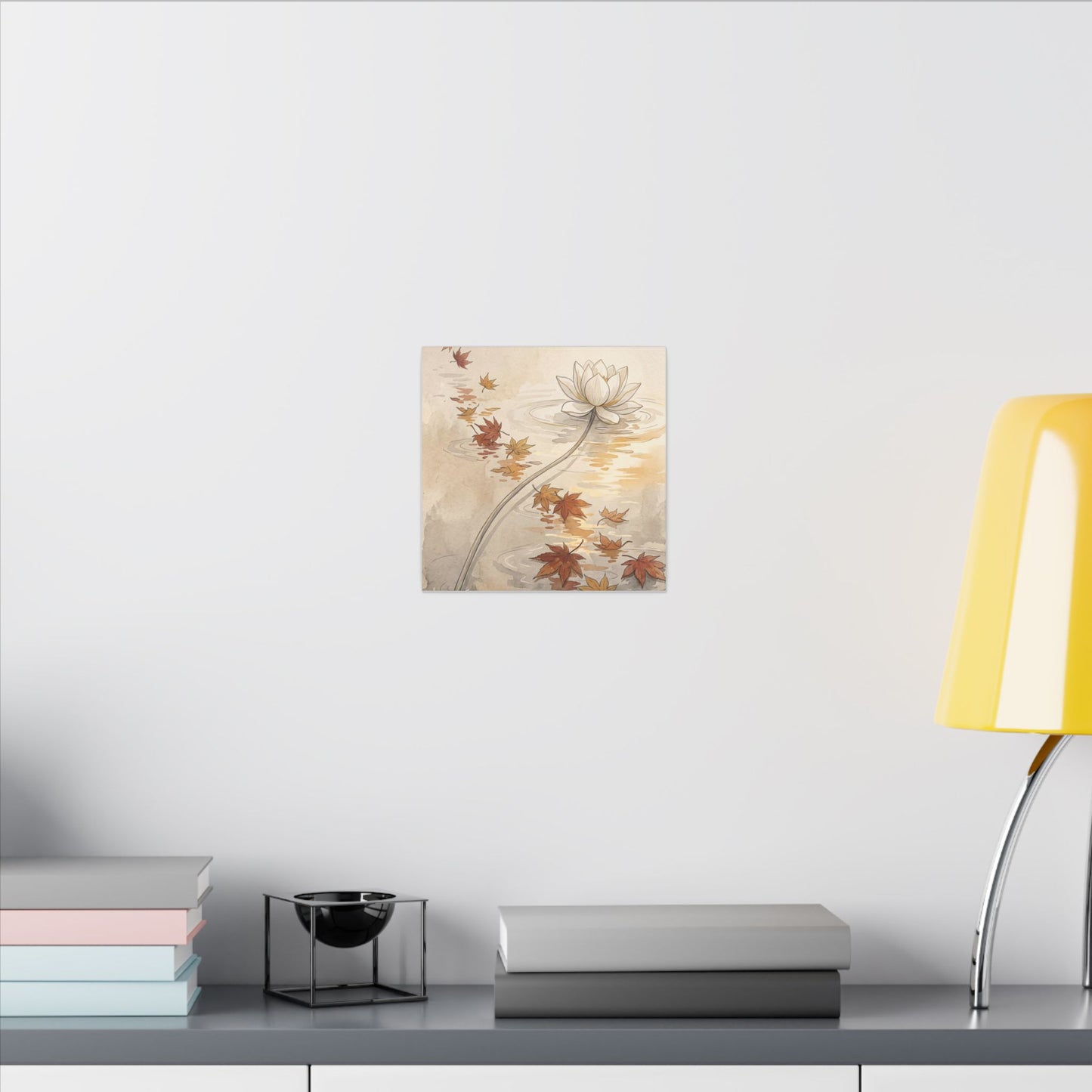 Lotus Flower Canvas Art | Autumn Japandi Minimal Line Art