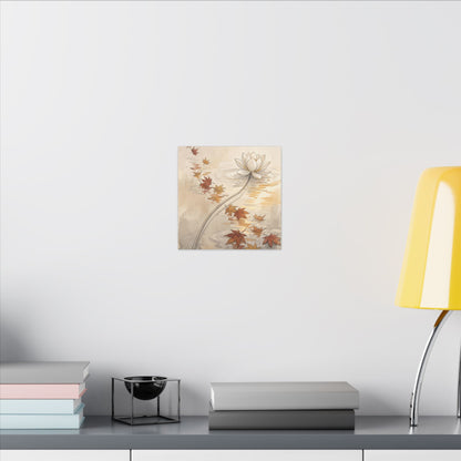 Lotus Flower Canvas Art | Autumn Japandi Minimal Line Art
