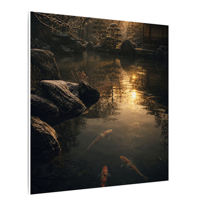 Winter Koi Pond Shadow Zen Canvas Art | Bold Decor