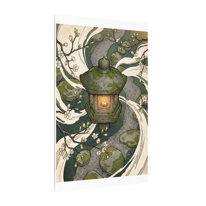 Zen Stone Lantern in Candlelight | Ukiyo E Inspired Canvas Art