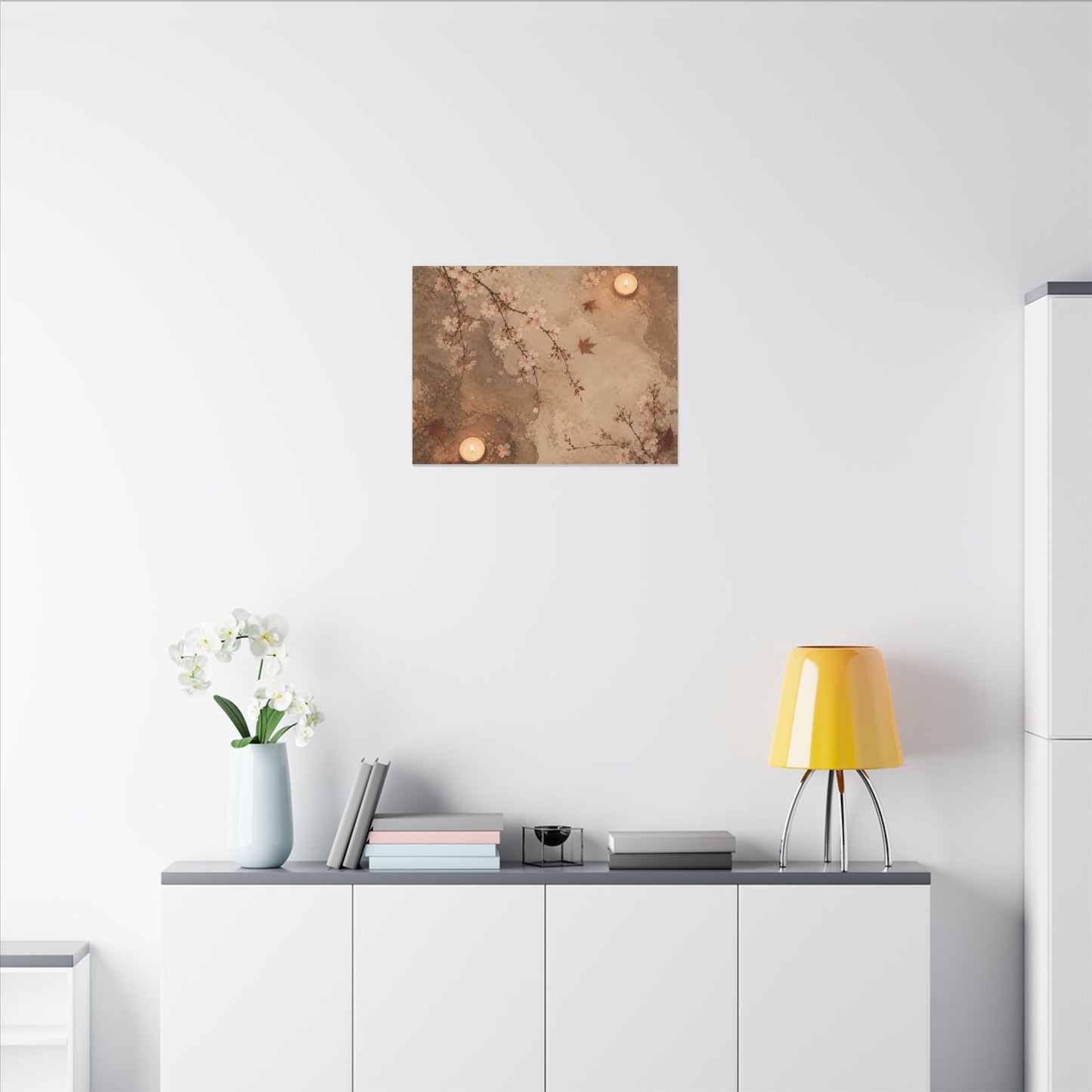 Cherry Blossom Canvas Art | Autumn Japandi Japanese Pattern Art