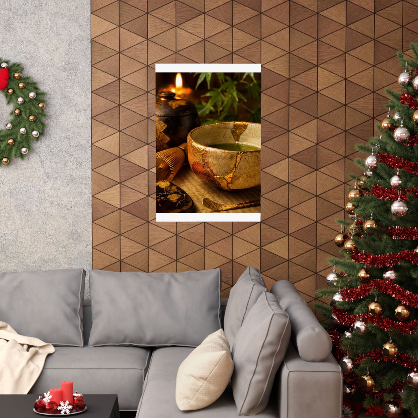 Tea Ceremony Crackle Gold Wall Art Print | Healing Kintsugi Art