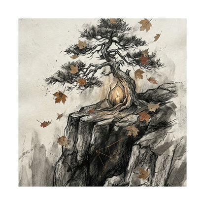 Pine Tree Autumn Wall Art Print | Japandi Elegant Design
